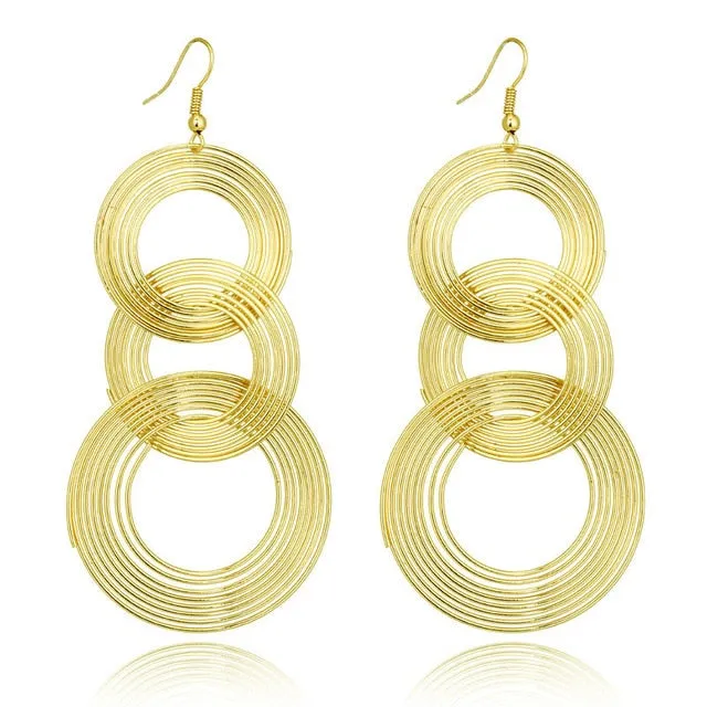 2021 New Big Earrings For Women Girls Gold Vintage Geometric Statement Metal Art Drop Earrings Charm Hoop Round Dangle Modern