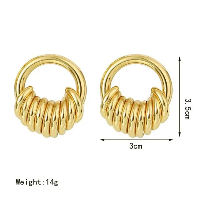 2021 New Big Earrings For Women Girls Gold Vintage Geometric Statement Metal Art Drop Earrings Charm Hoop Round Dangle Modern