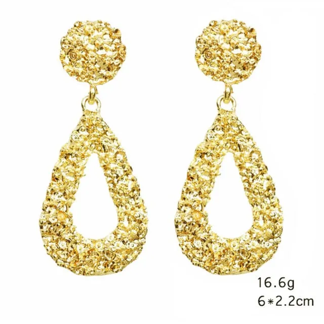 2021 New Big Earrings For Women Girls Gold Vintage Geometric Statement Metal Art Drop Earrings Charm Hoop Round Dangle Modern