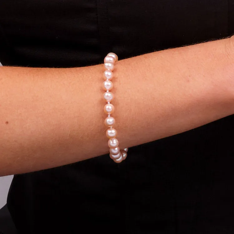 8-9mm Pink Freshwater Pearl Bracelet for Women and Girls