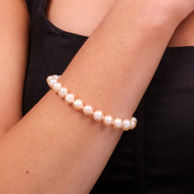 8-9mm Pink Freshwater Pearl Bracelet for Women and Girls