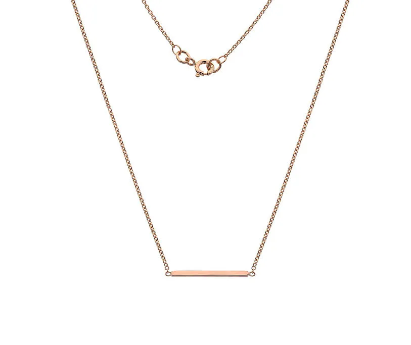 9ct Rose Gold Rectangle Bar Necklace