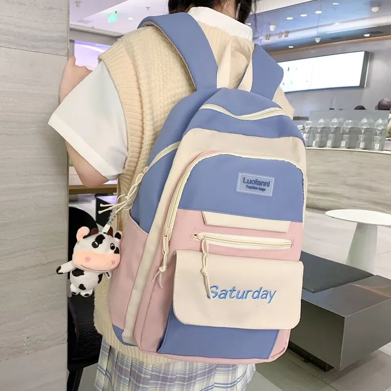 Back to school  Fashion Cute Bookbag for Teenager Girl Backpack Kawaii High School Rucksack Cotton Women Travel Mochila College Laptop