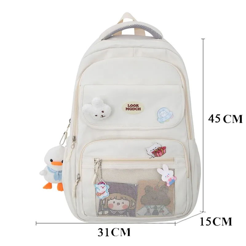 Back to school   Fashion Kawaii Student Schoolbag 2pcs Set Bag Girls Cute Waterproof Backpack Travel Mochila Teens Bookbag Shoulder Bag