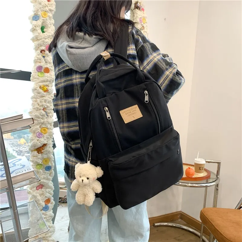 Back To School Fashion Women Backpack High School Student Bag Large Capacity For Teenage Girls Boy Travel Laptop Bag Waterproof Black Mochilas