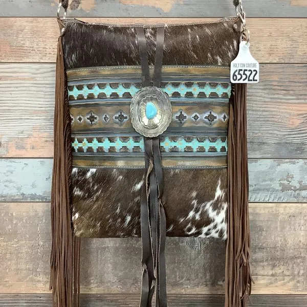 Bagpack 18" Fringe With Authentic Turquoise Silver Concho #65522