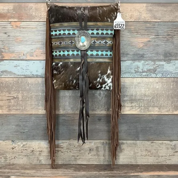 Bagpack 18" Fringe With Authentic Turquoise Silver Concho #65522