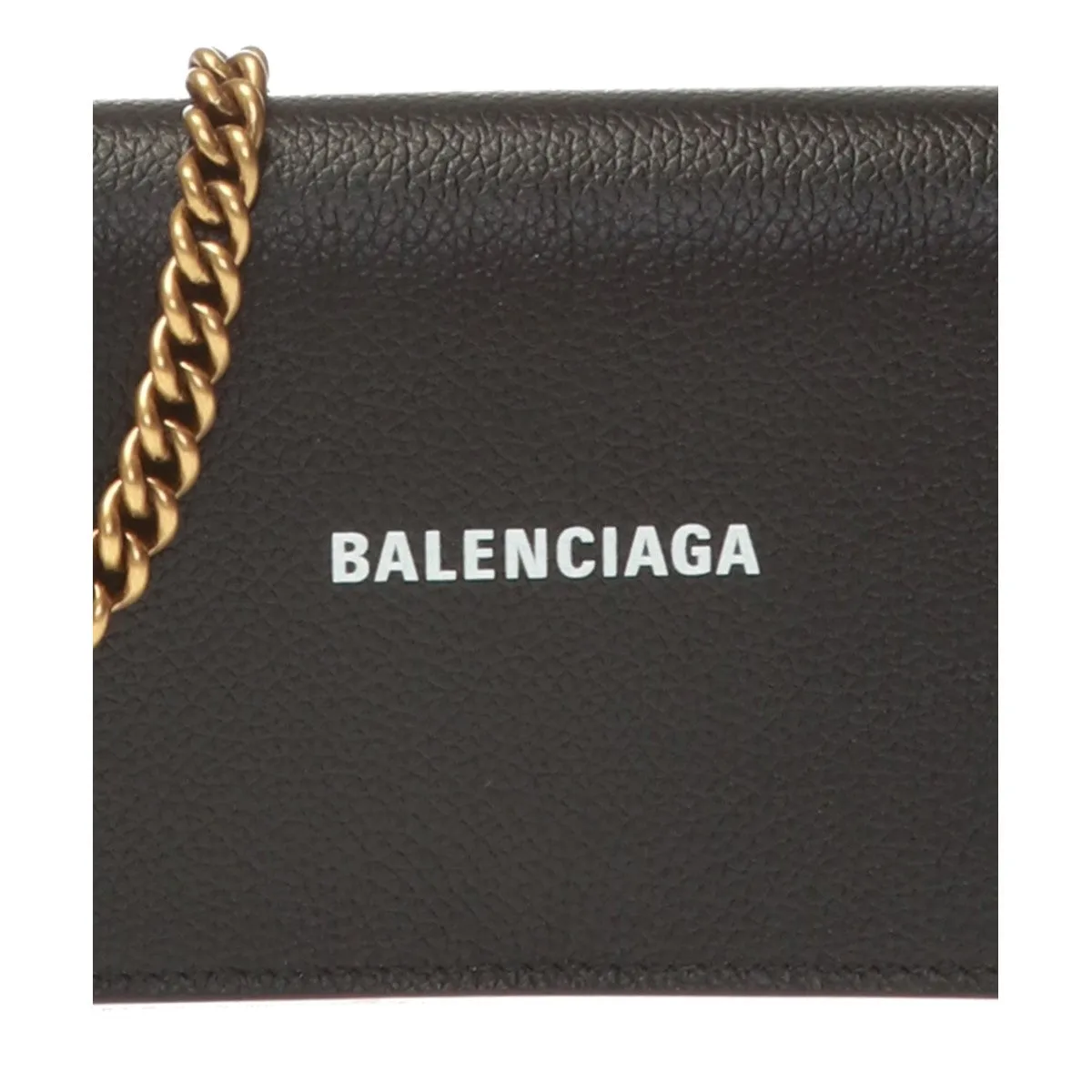 Balenciaga Everyday Black Leather Logo Chain Wallet Bag