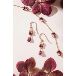 Berry Ombre Box Earrings 4244 with Rubies, Pink Sapphire, Rhodolite Garnet, and Pearl by Michelle Pressler Jewelry