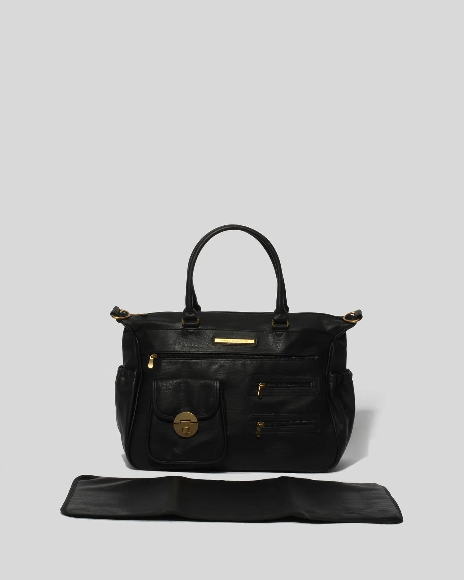 Black Pocket and Zip Baby Bag