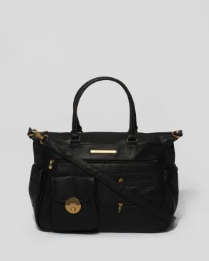 Black Pocket and Zip Baby Bag