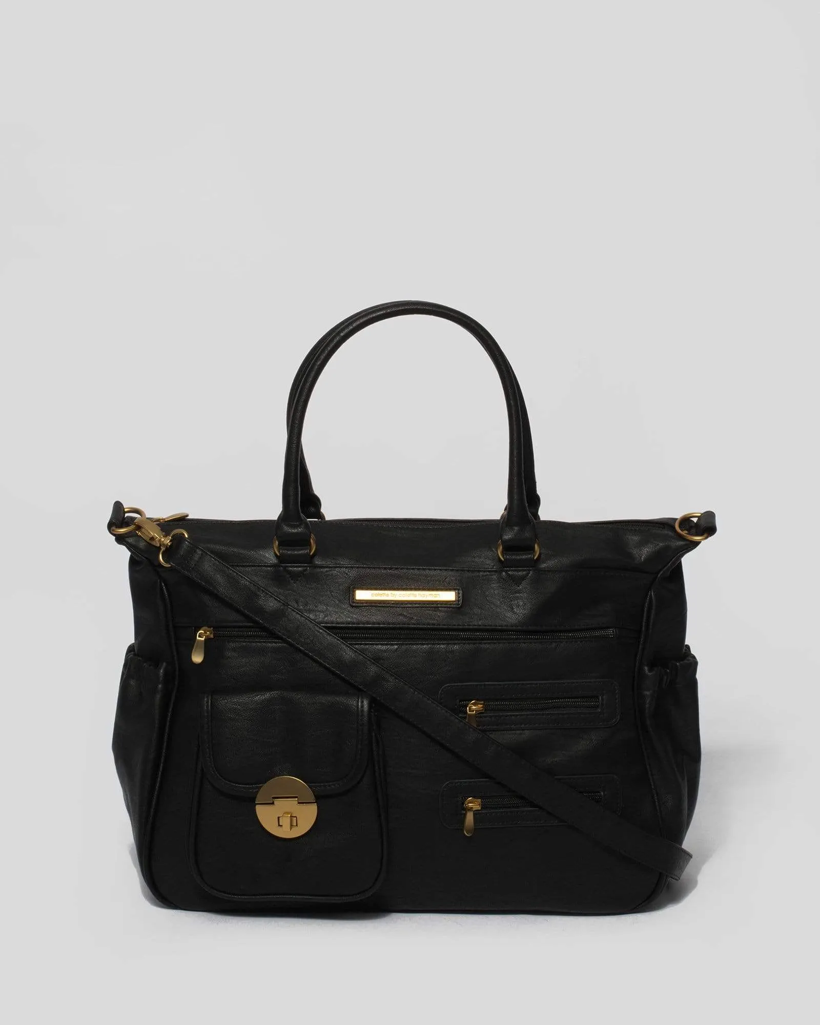 Black Pocket and Zip Baby Bag