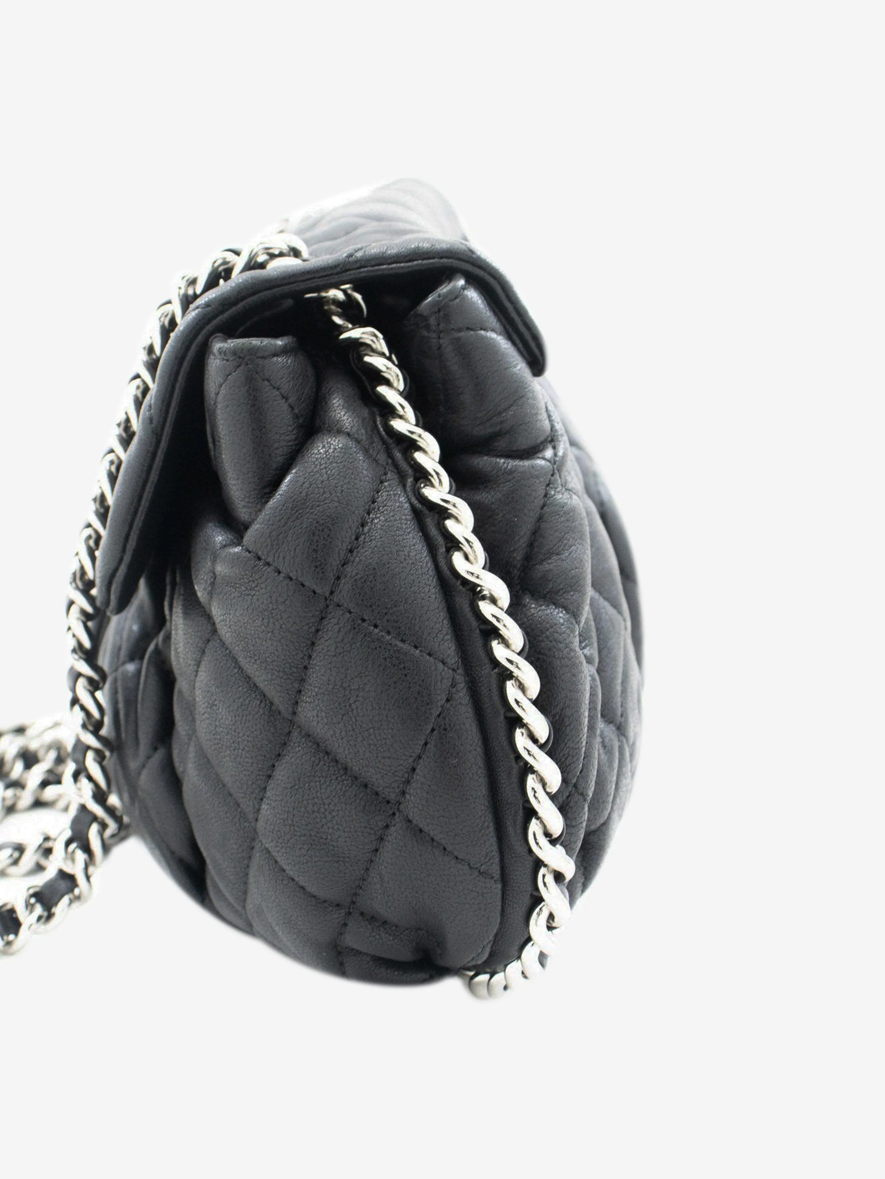 Black silver hardware 2011 lambskin leather shoulder bag