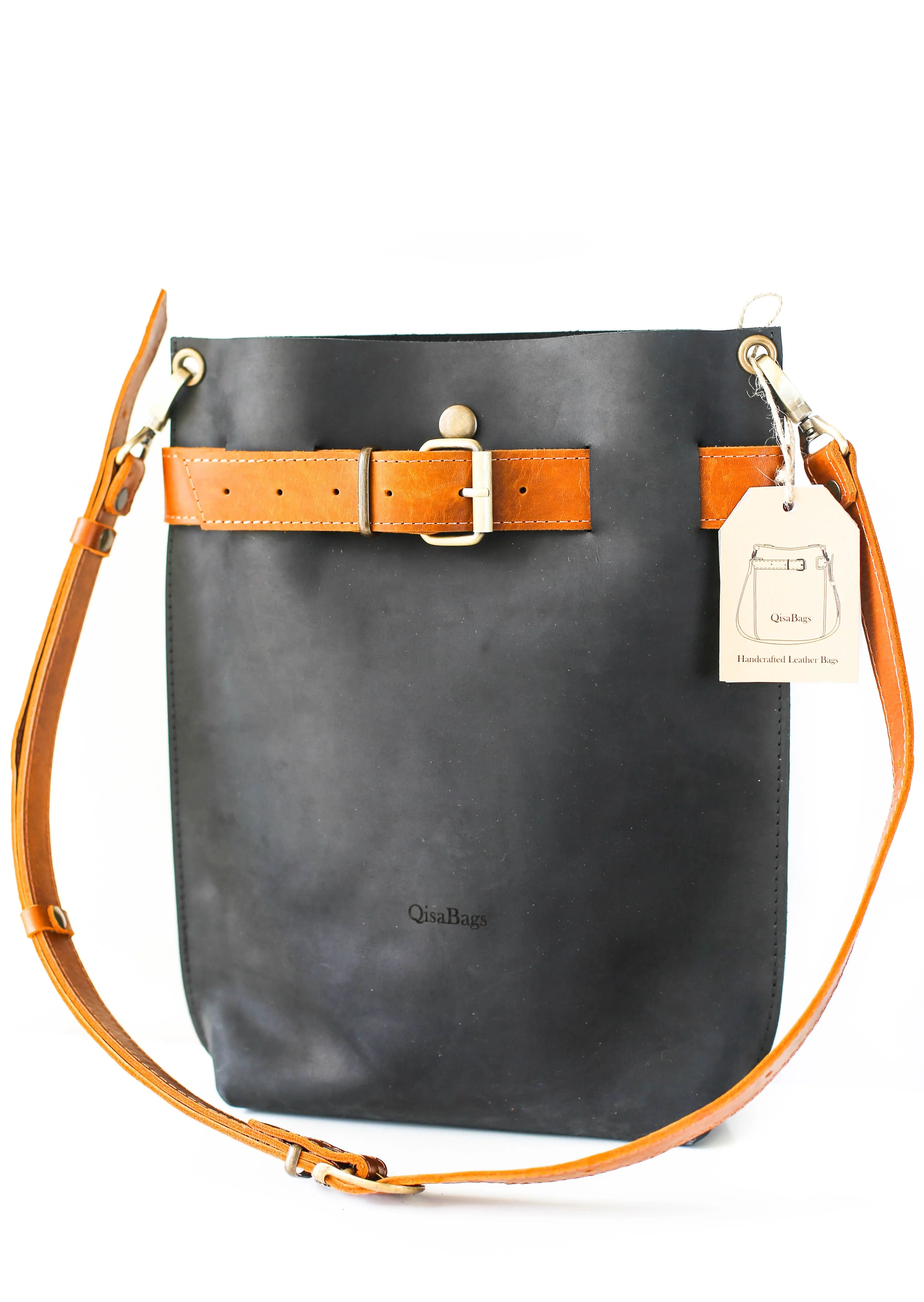 Black w/Brown Leather Bag