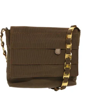 Canvas Chain Shoulder Bag with Shoulder Drop