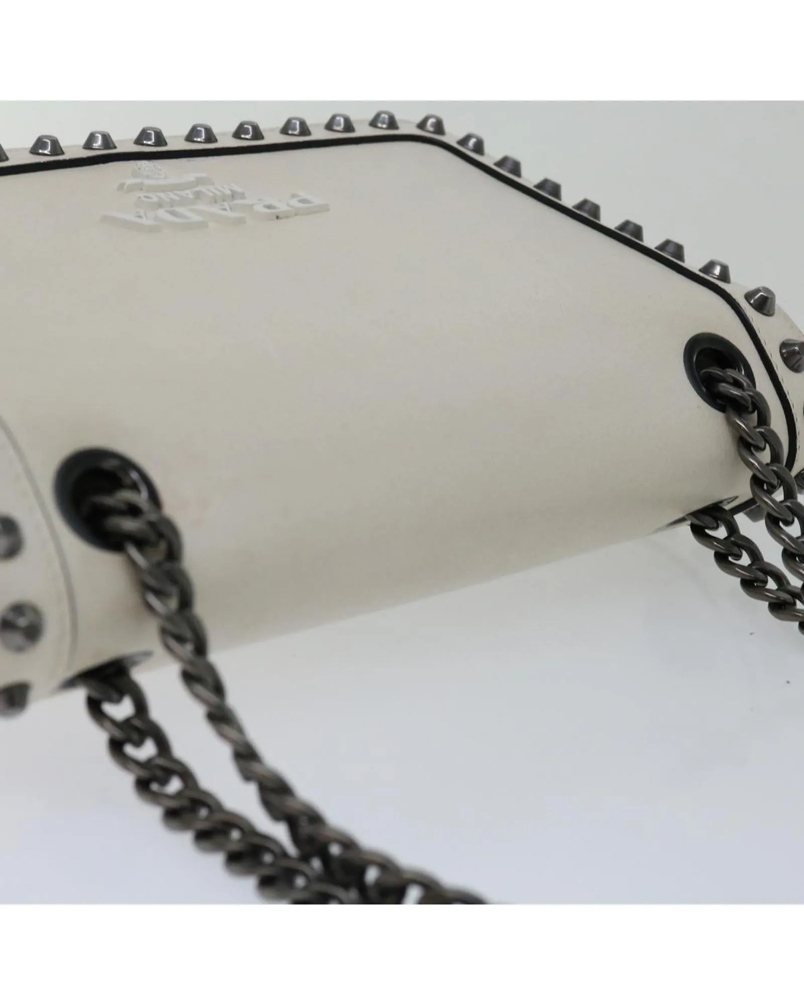 Chain Shoulder Bag in Ivory Leather by Prada