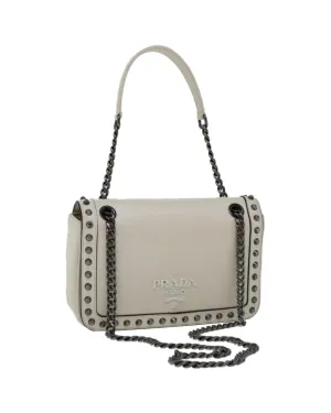 Chain Shoulder Bag in Ivory Leather by Prada