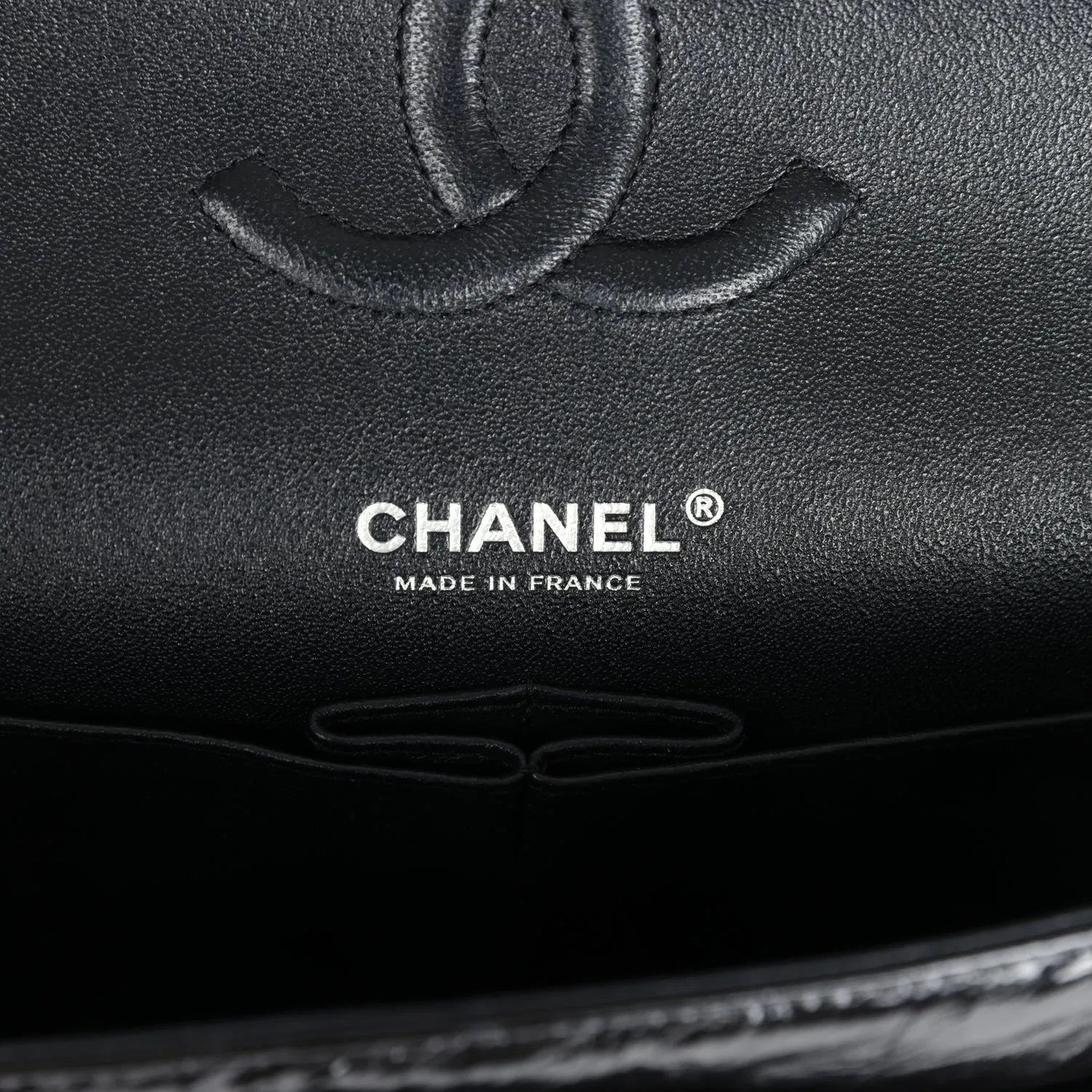 Chanel Medium Classic Double Flap Bag So Black Shiny Aged Calfskin Black Hardware