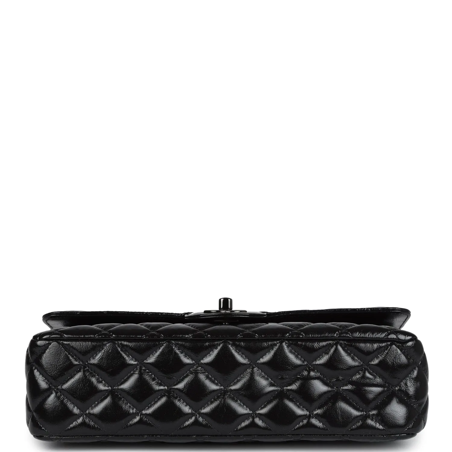 Chanel Medium Classic Double Flap Bag So Black Shiny Aged Calfskin Black Hardware