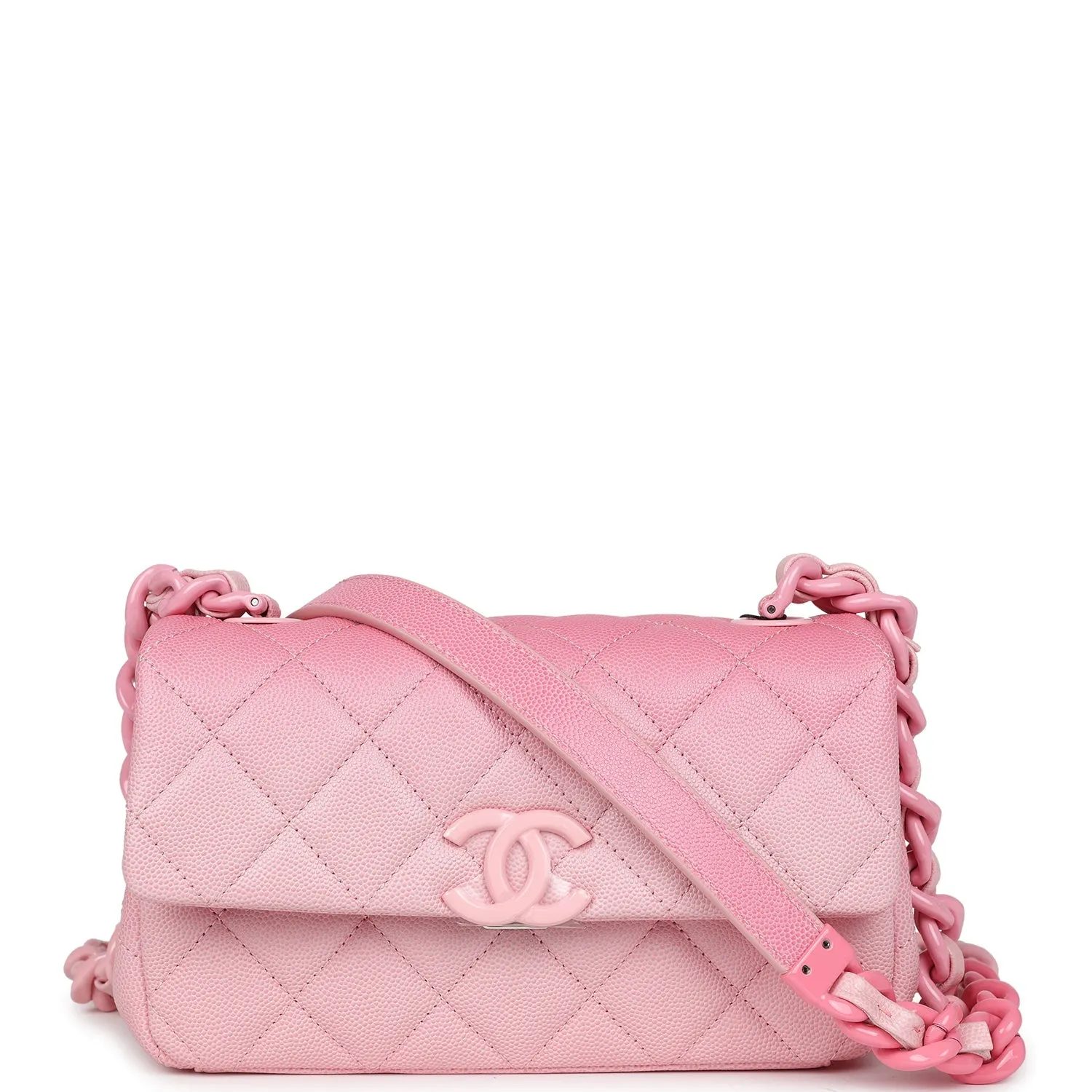 Chanel Mini Flap Bag Pink Ombre Caviar Lacquered Metal Hardware