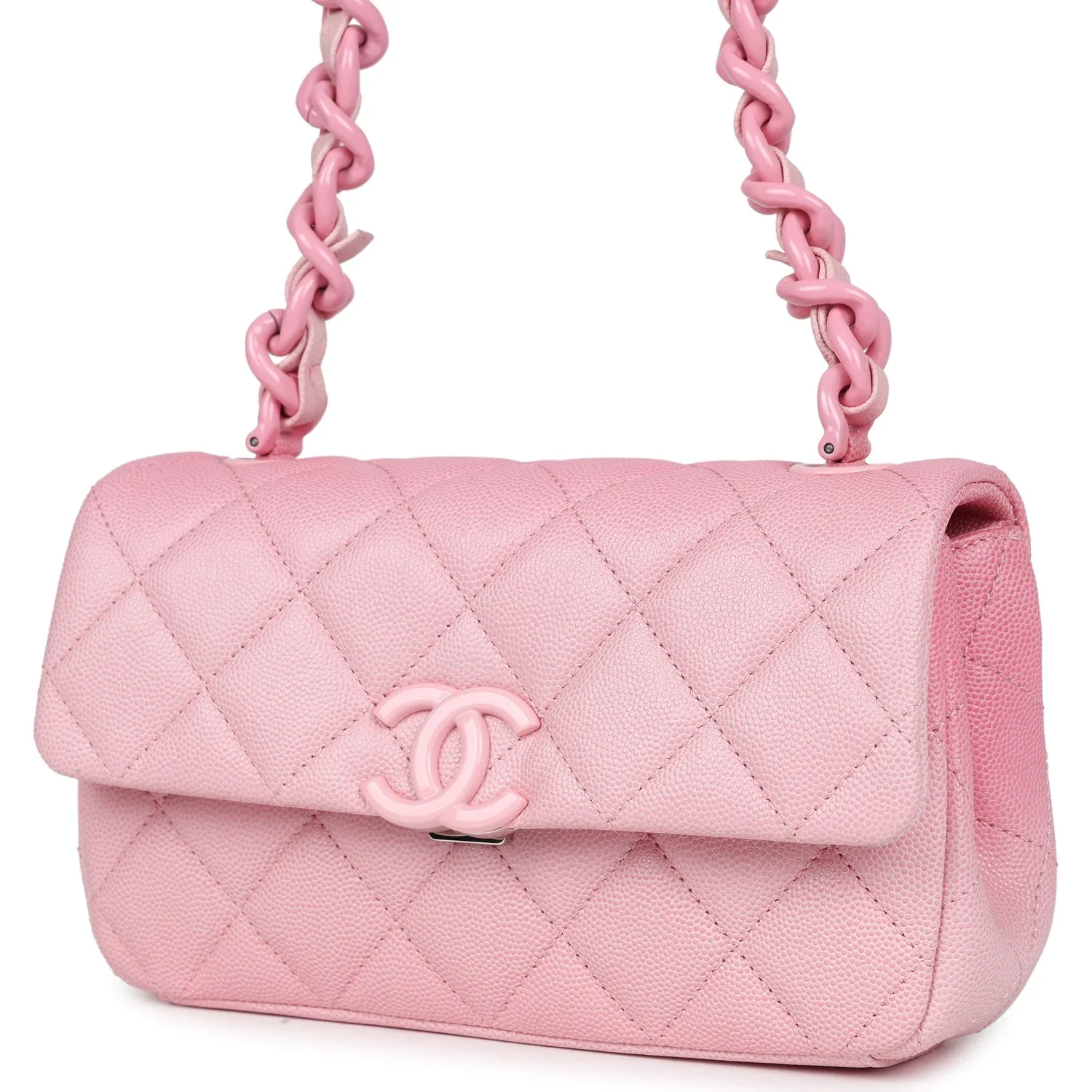 Chanel Mini Flap Bag Pink Ombre Caviar Lacquered Metal Hardware