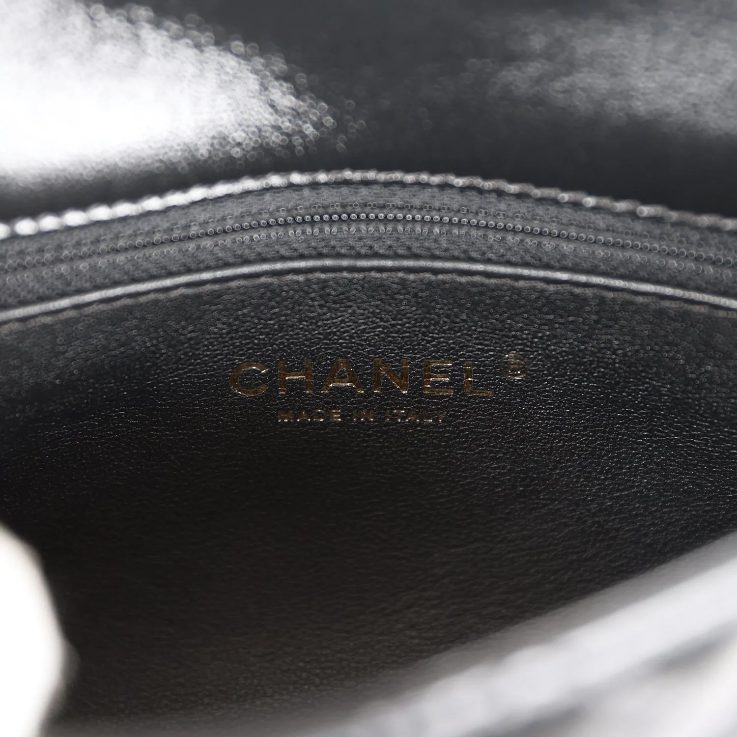 Chanel Mini Rectangular Flap with Top Handle Black Lambskin Gold Hardware