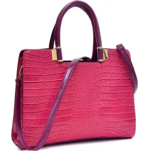 Crocodile shoulder bag | Fuchsia