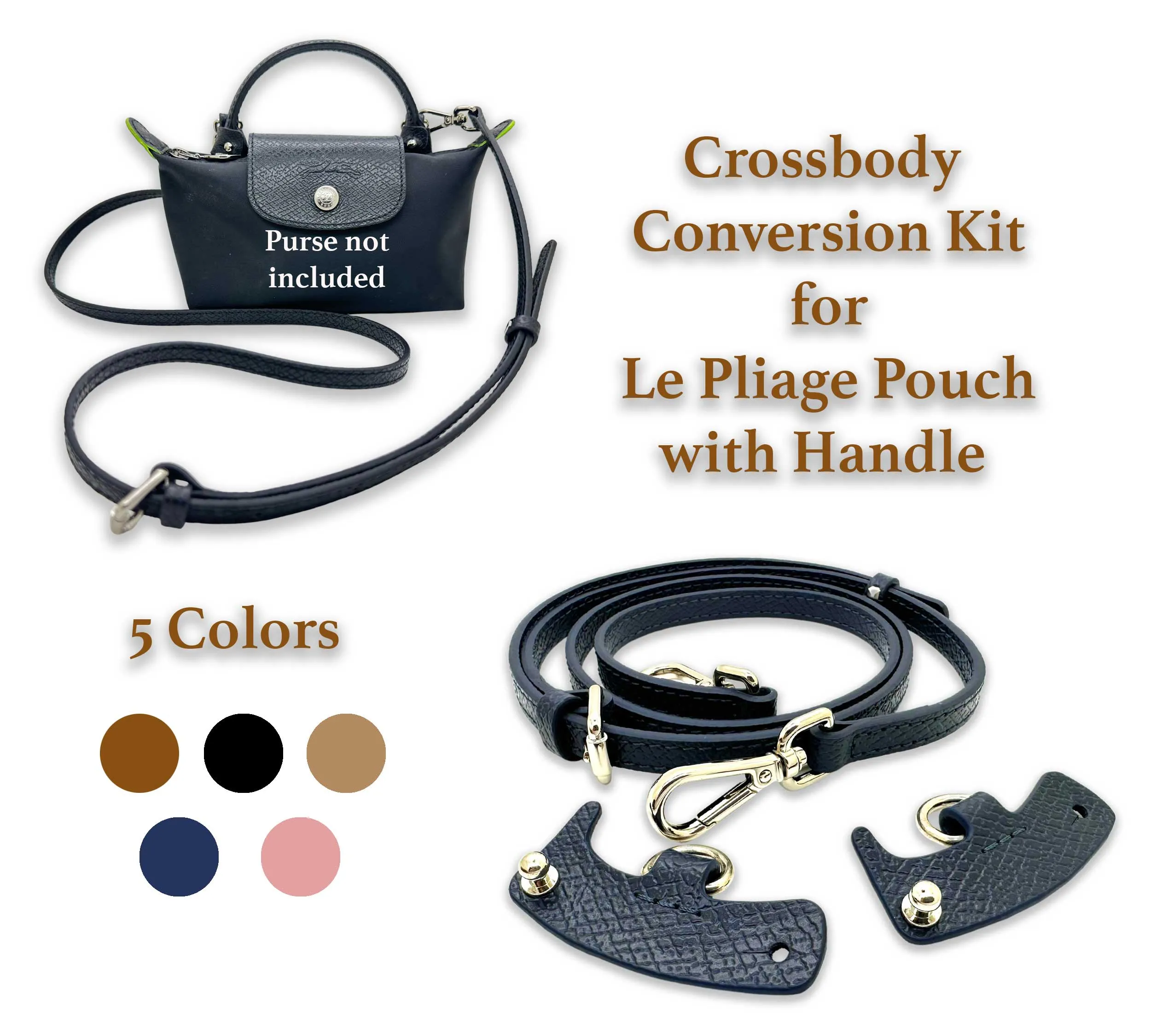 Crossbody Conversion Kit for Longchamp Le Pliage Pouch with Handle