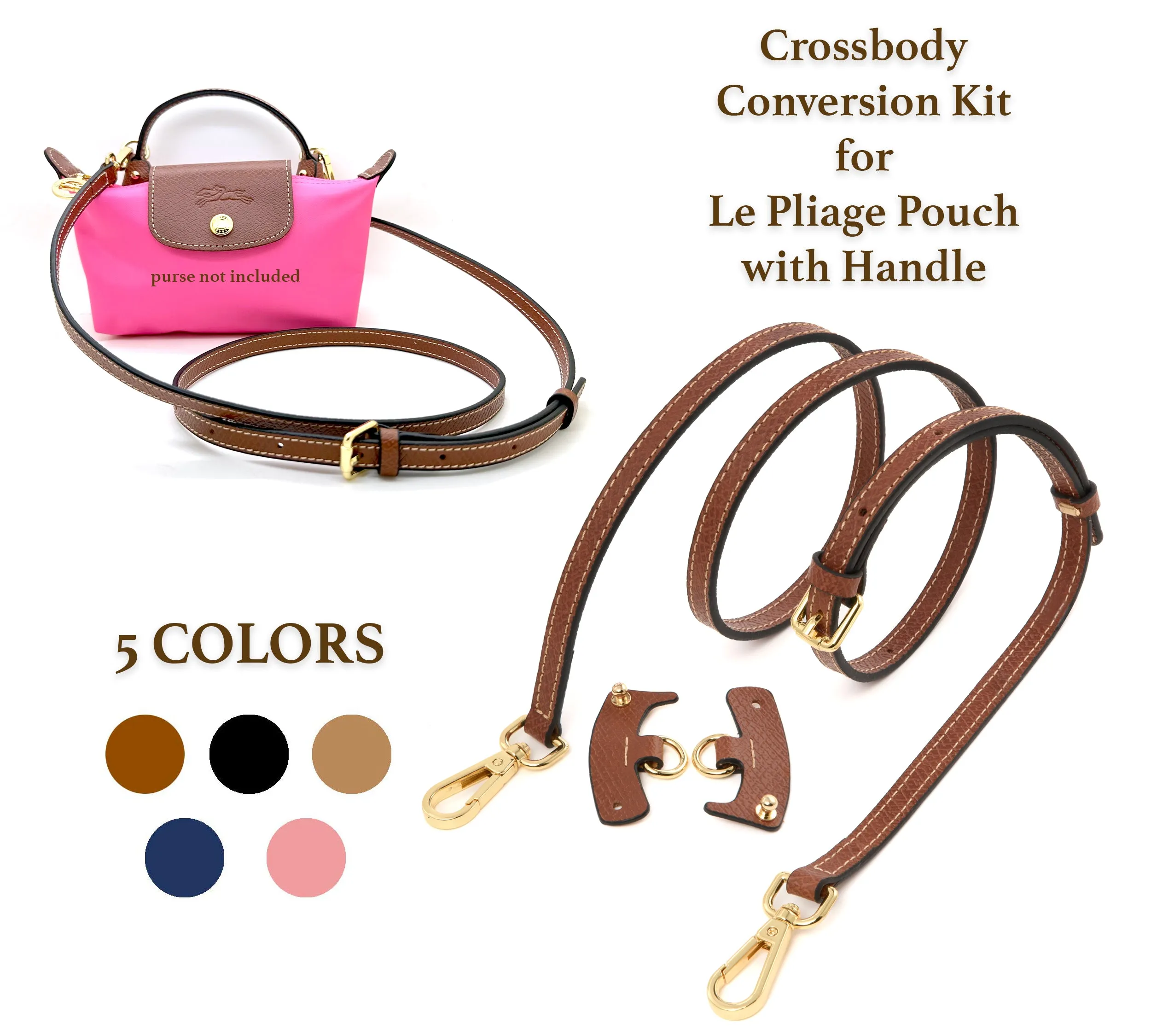 Crossbody Conversion Kit for Longchamp Le Pliage Pouch with Handle