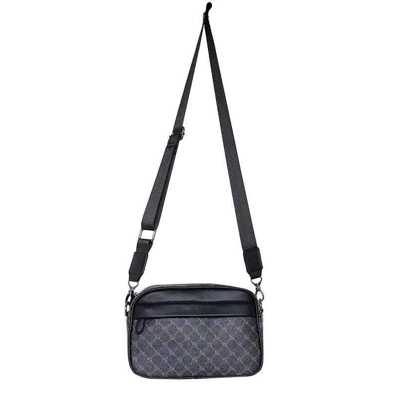 deanwangkt  Fashion Men's Check Pattern Shoulder Bag Pu Daily Commuter Small Square Bag Crossbody Bag