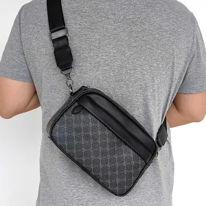 deanwangkt  Fashion Men's Check Pattern Shoulder Bag Pu Daily Commuter Small Square Bag Crossbody Bag