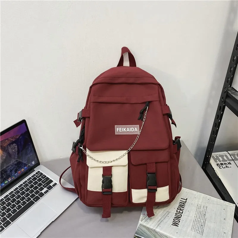 deanwangkt Fashion Women Backpack Cute School Bag for Teenagers Girls Boys Mochila Kawaii Cotton Black Lady Travel Rucksack