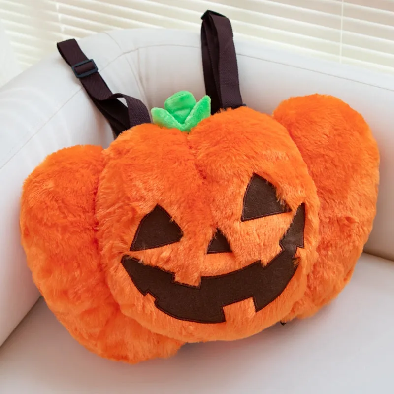 ELAINREN Halloween Plush Pumpkin Backpack, Stuffed Bag Backpack in the Shape of Pumpkin/45*30cm