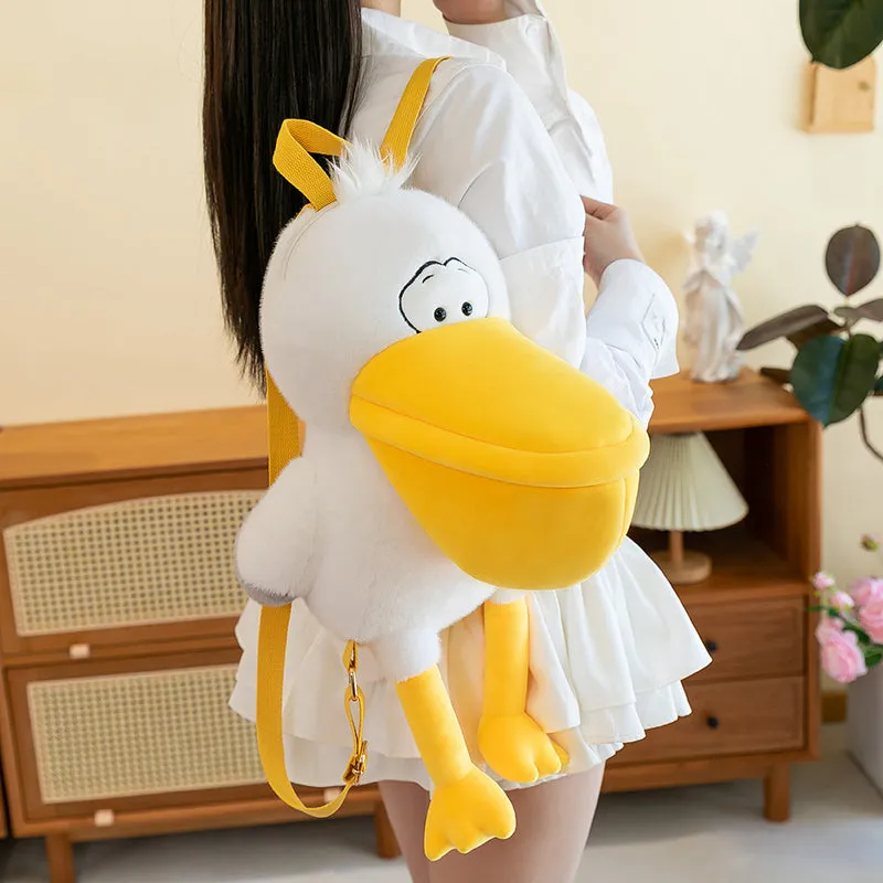 ELAINREN Plush White Duck Backpack Stuffed Duck Shape Shoulder Bag Kawaii Plushie Duck Toy Backpack/55cm