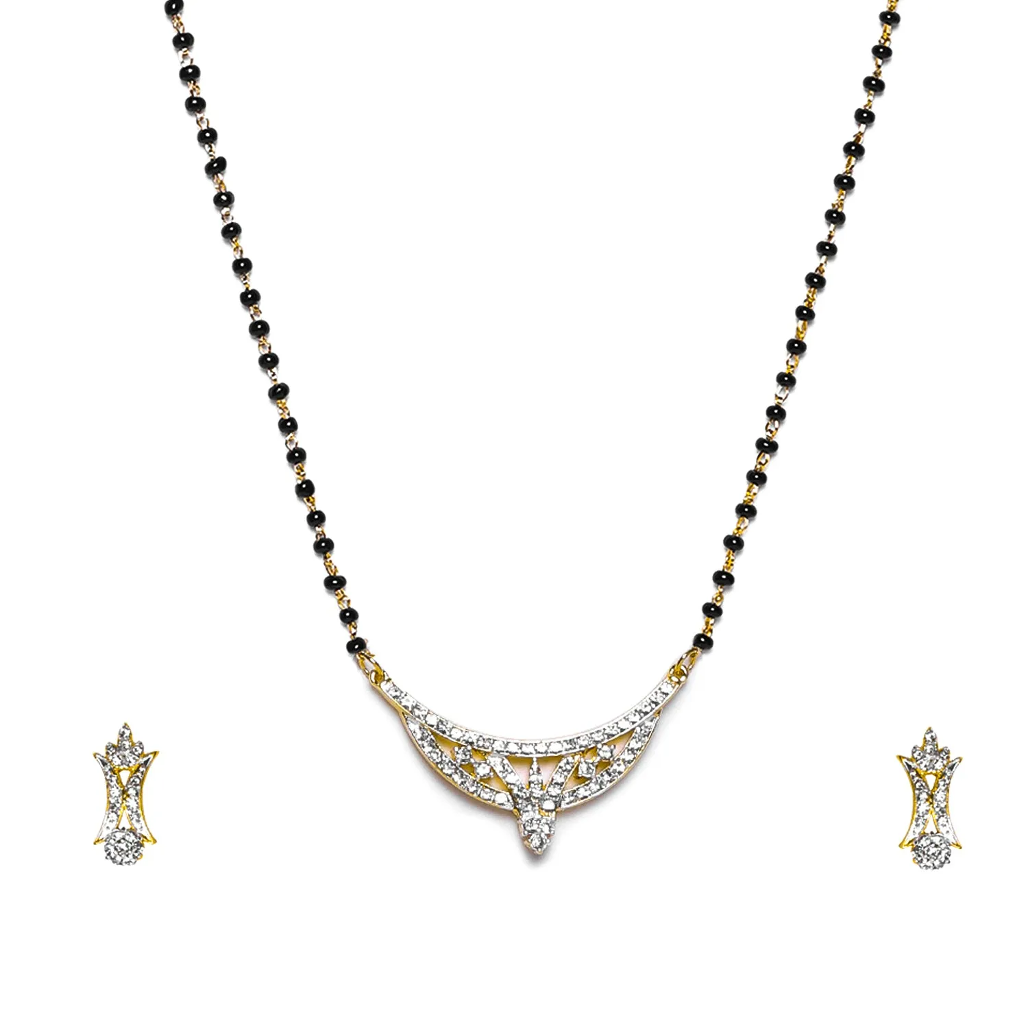 Estele Gold & Rhodium Plated Shimmering Mangalsutra Necklace Set with Austrian Crystals for Women