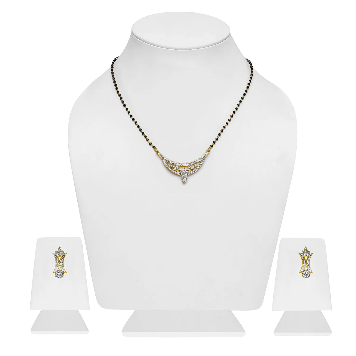 Estele Gold & Rhodium Plated Shimmering Mangalsutra Necklace Set with Austrian Crystals for Women