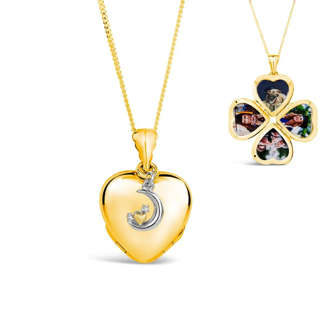 Four Photo Heart Charm Locket | Gold