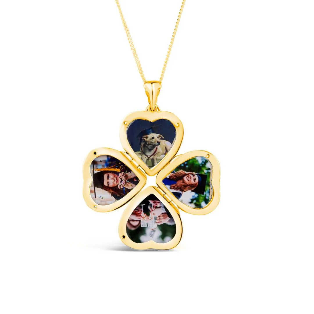 Four Photo Heart Charm Locket | Gold