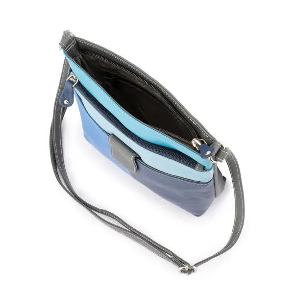 Franco Bonini - 12-242 Ladies Small Leather Shoulder Bag - Blue Multi