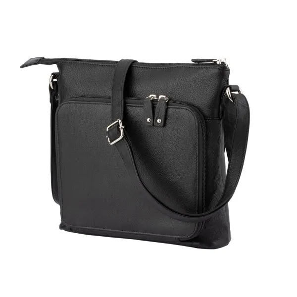 Franco Bonini - 1316 Leather Shoulder Bag with organiser - Black