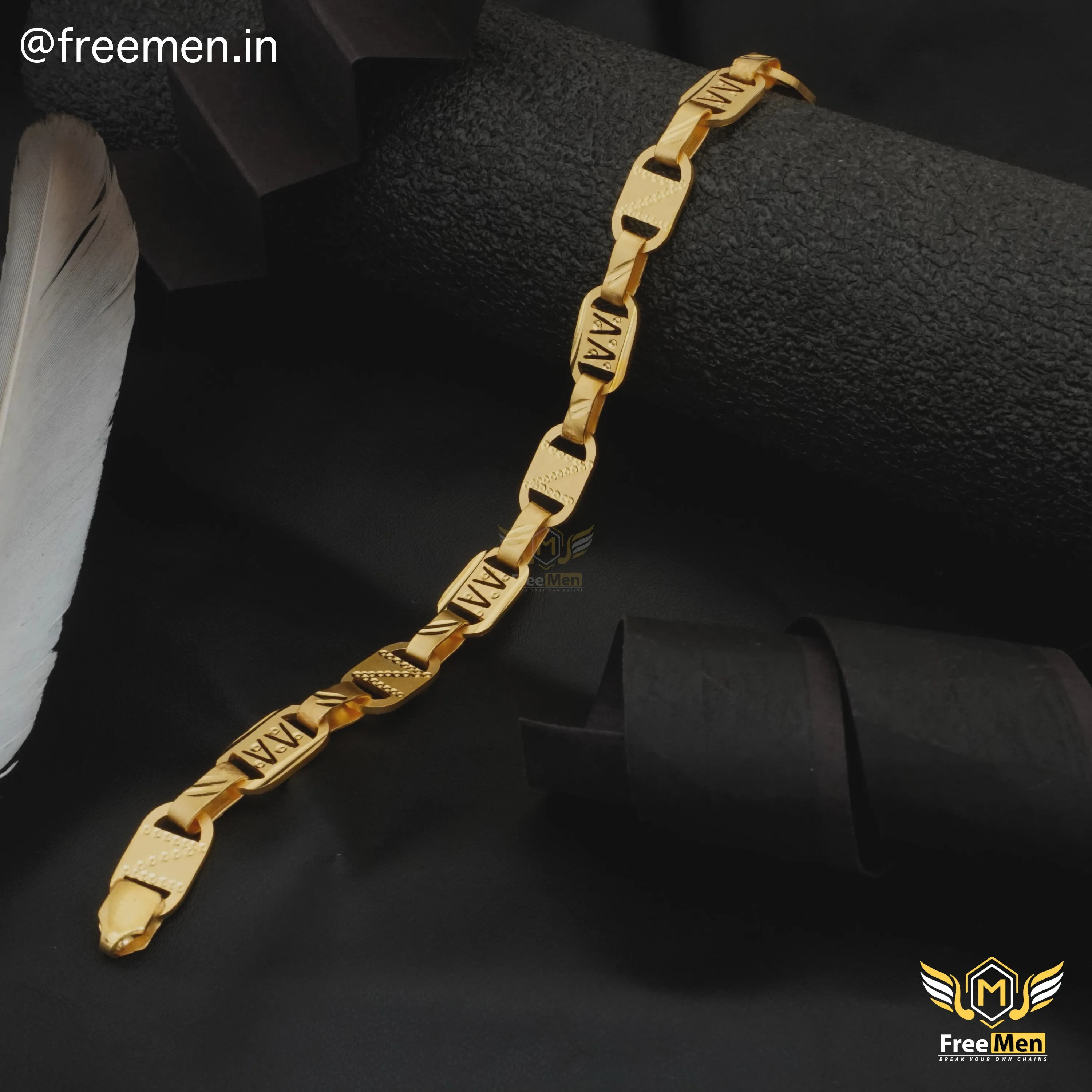 Freeman Simple Laser CNC Nawabi Bracelet for Men- FMGB15