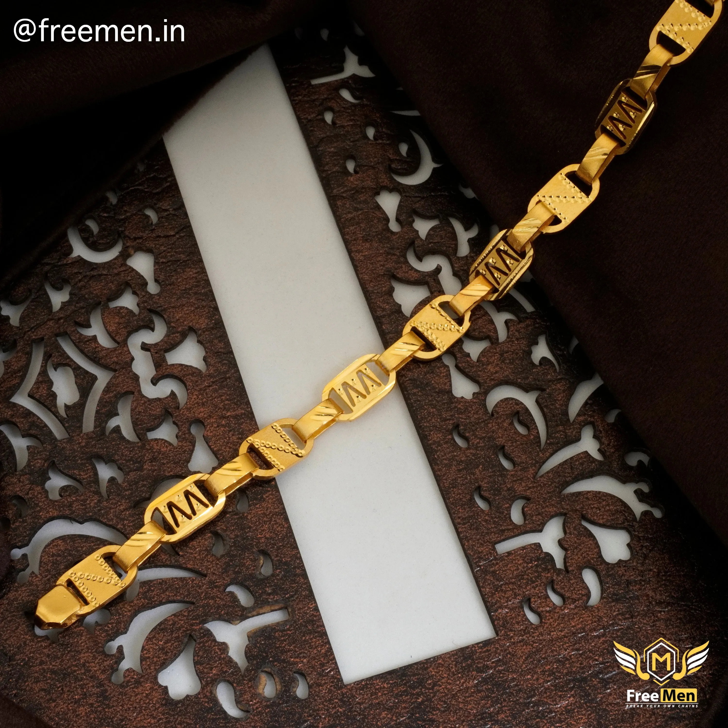 Freeman Simple Laser CNC Nawabi Bracelet for Men- FMGB15