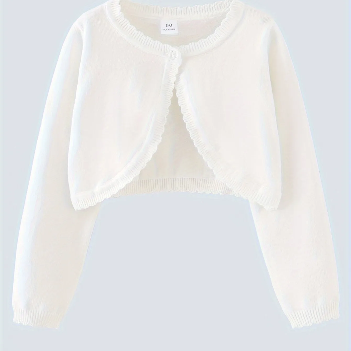 Girls’ Elegant Solid Cardigan with Scarf Detail & Long Sleeves