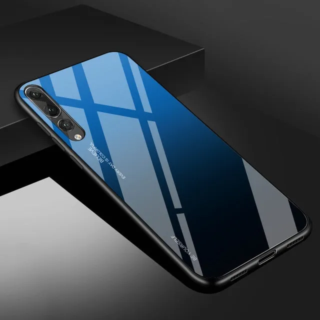 Gradient Tempered Glass Phone Case For Huawei Honor 8X Mate 20 Pro Mate 10 P20 Lite P Smart Plus Nova 3i 3 4 P30 Cover Housing