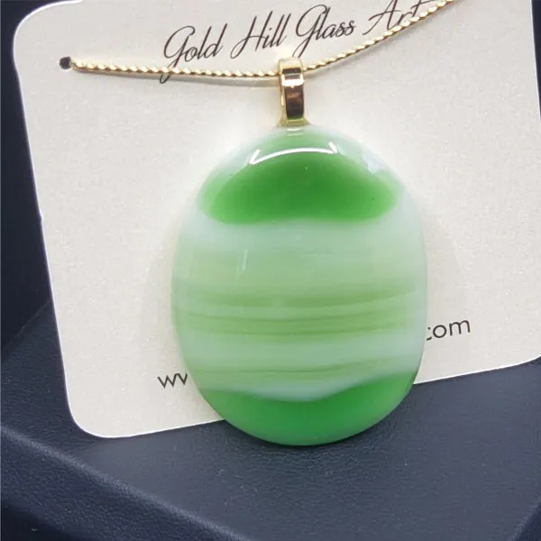 Green and Creamy White Glass Pendant 2