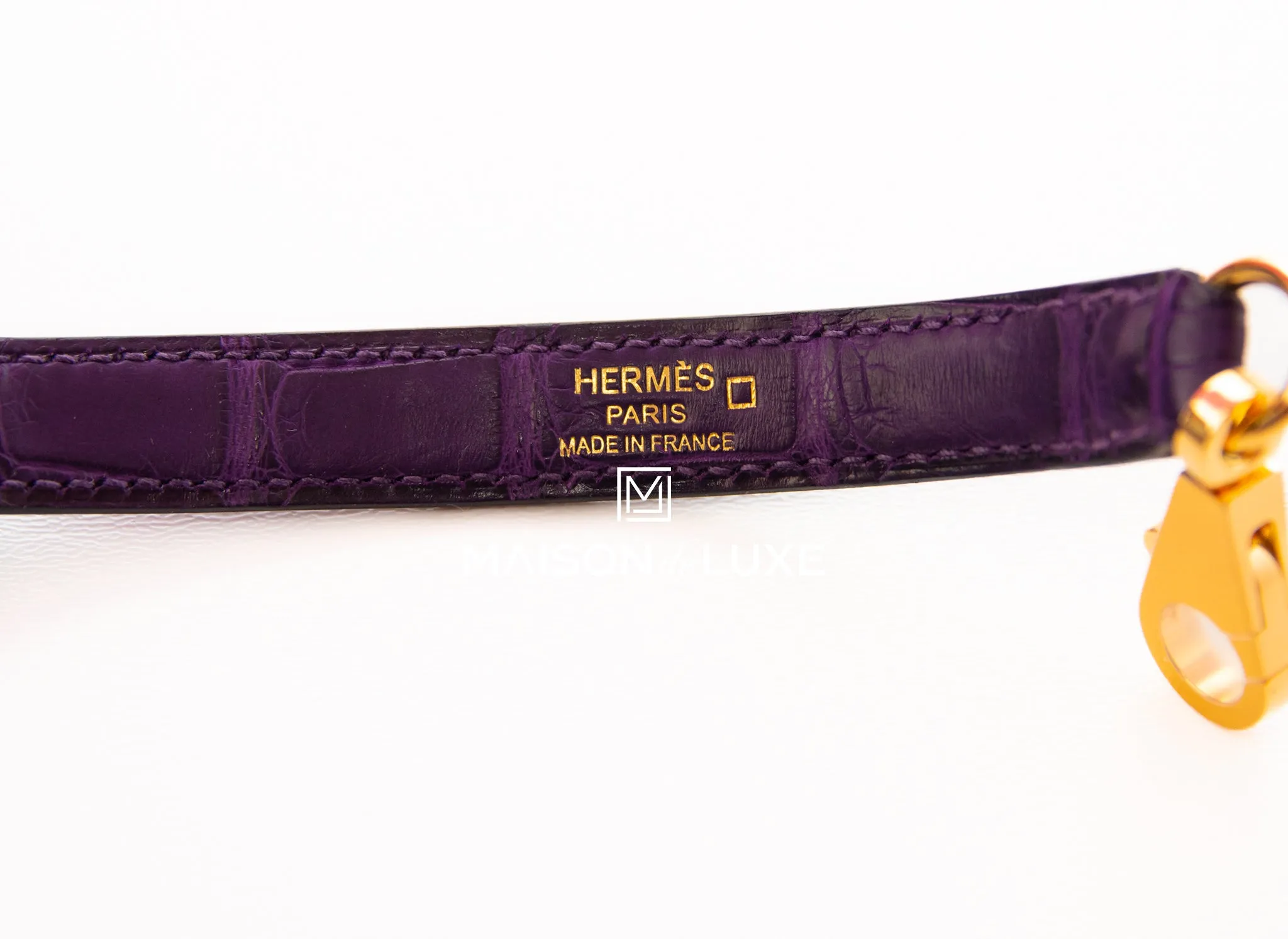 Hermes Kelly Retourne 28 Amethyst Matte Crocodile Alligator Handbag