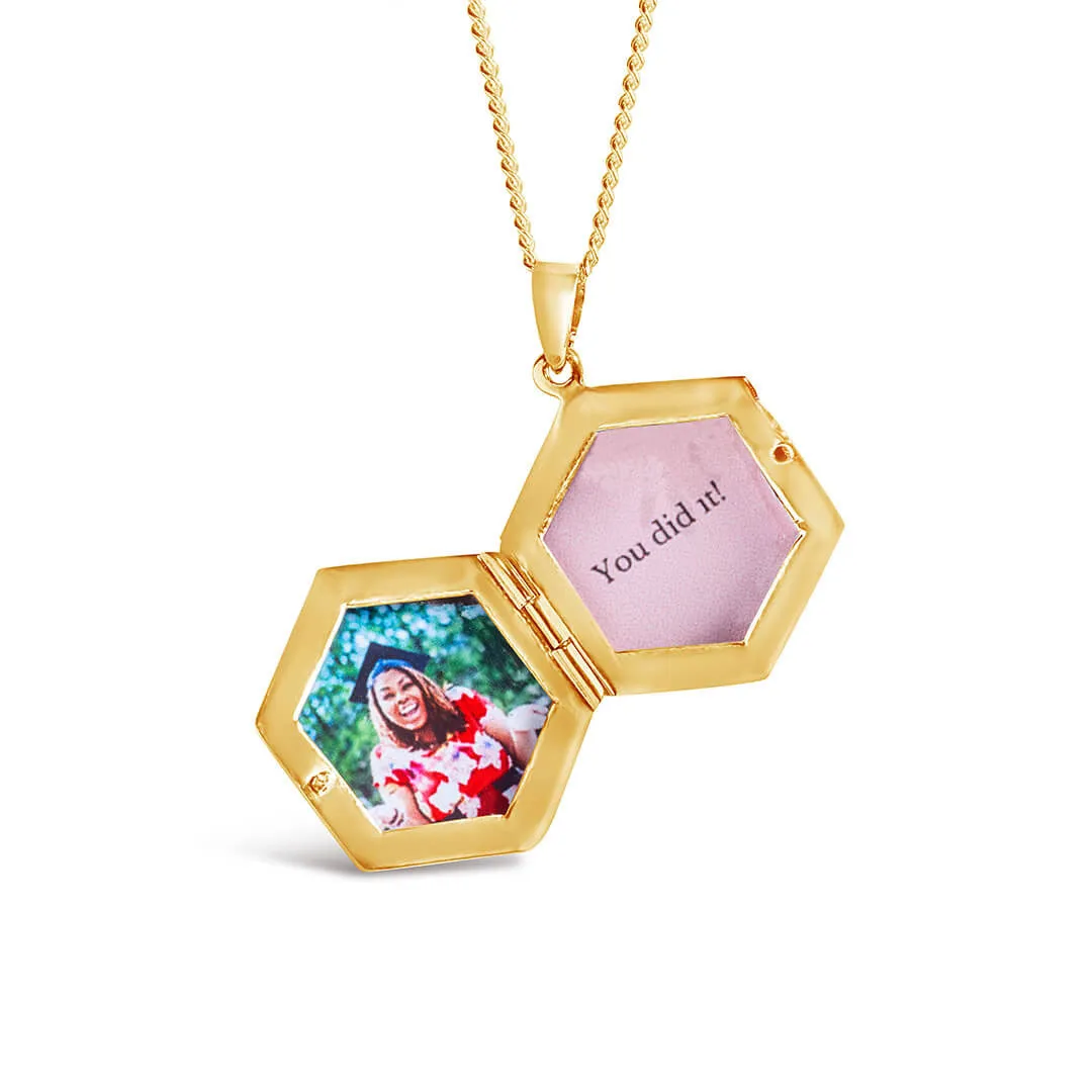 Hexagon Locket Necklace | Gold