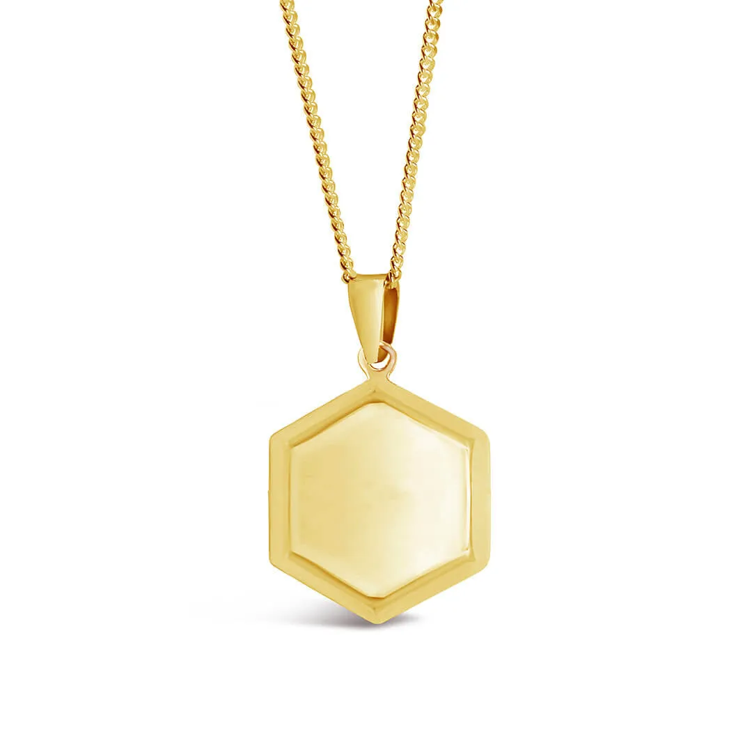 Hexagon Locket Necklace | Gold