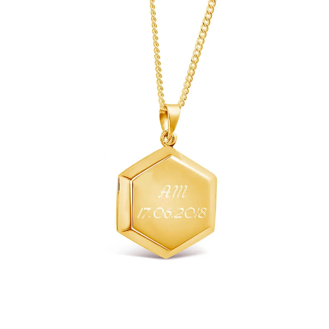 Hexagon Locket Necklace | Gold