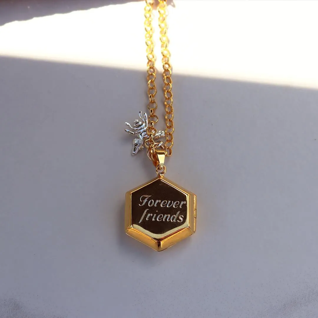 Hexagon Locket Necklace | Gold